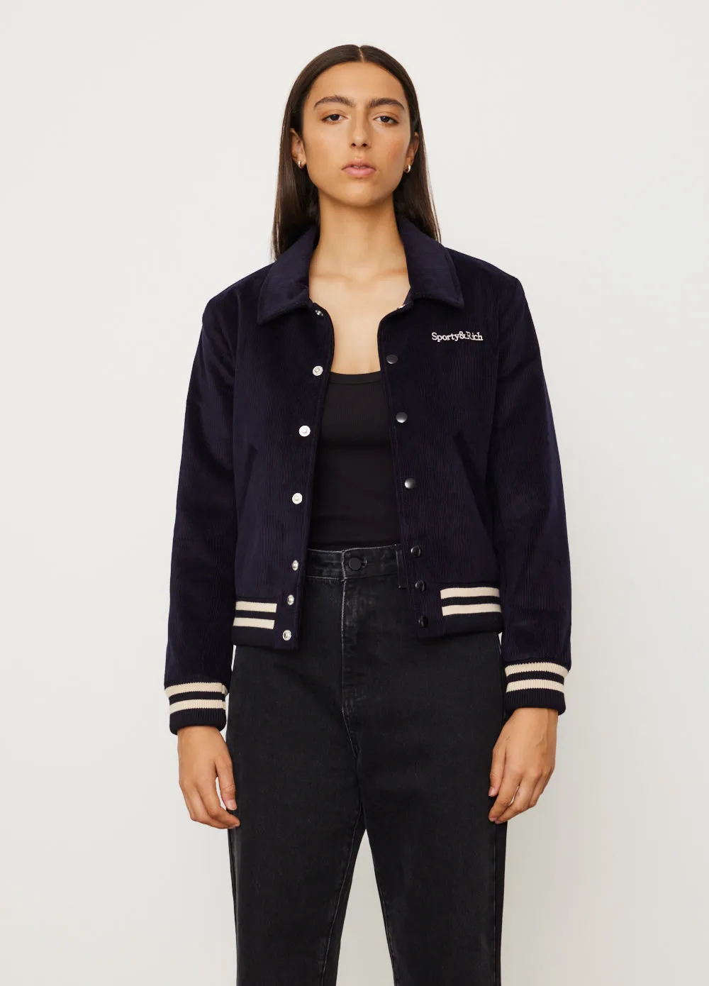 Sporty and Rich -  Corduroy Varsity Jacket - Jacket