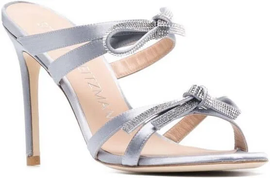 Stuart Weitzman bow-detail slip-on 100mm sandals Grey