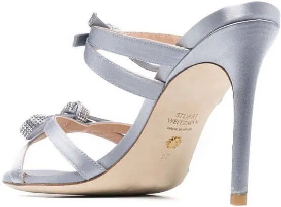 Stuart Weitzman bow-detail slip-on 100mm sandals Grey