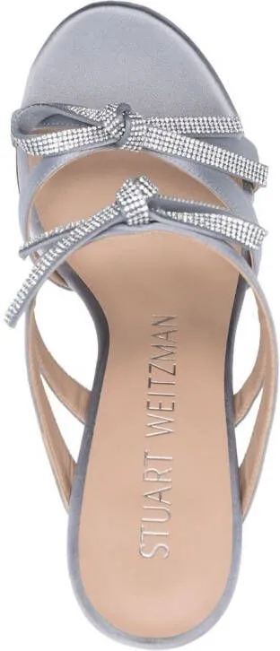 Stuart Weitzman bow-detail slip-on 100mm sandals Grey