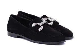 Suede and Rhinestone Loafer