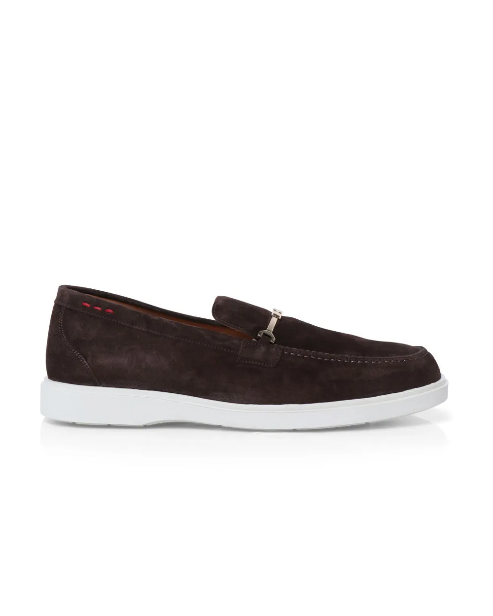 Suede Logo Bit Loafer in Chocolate