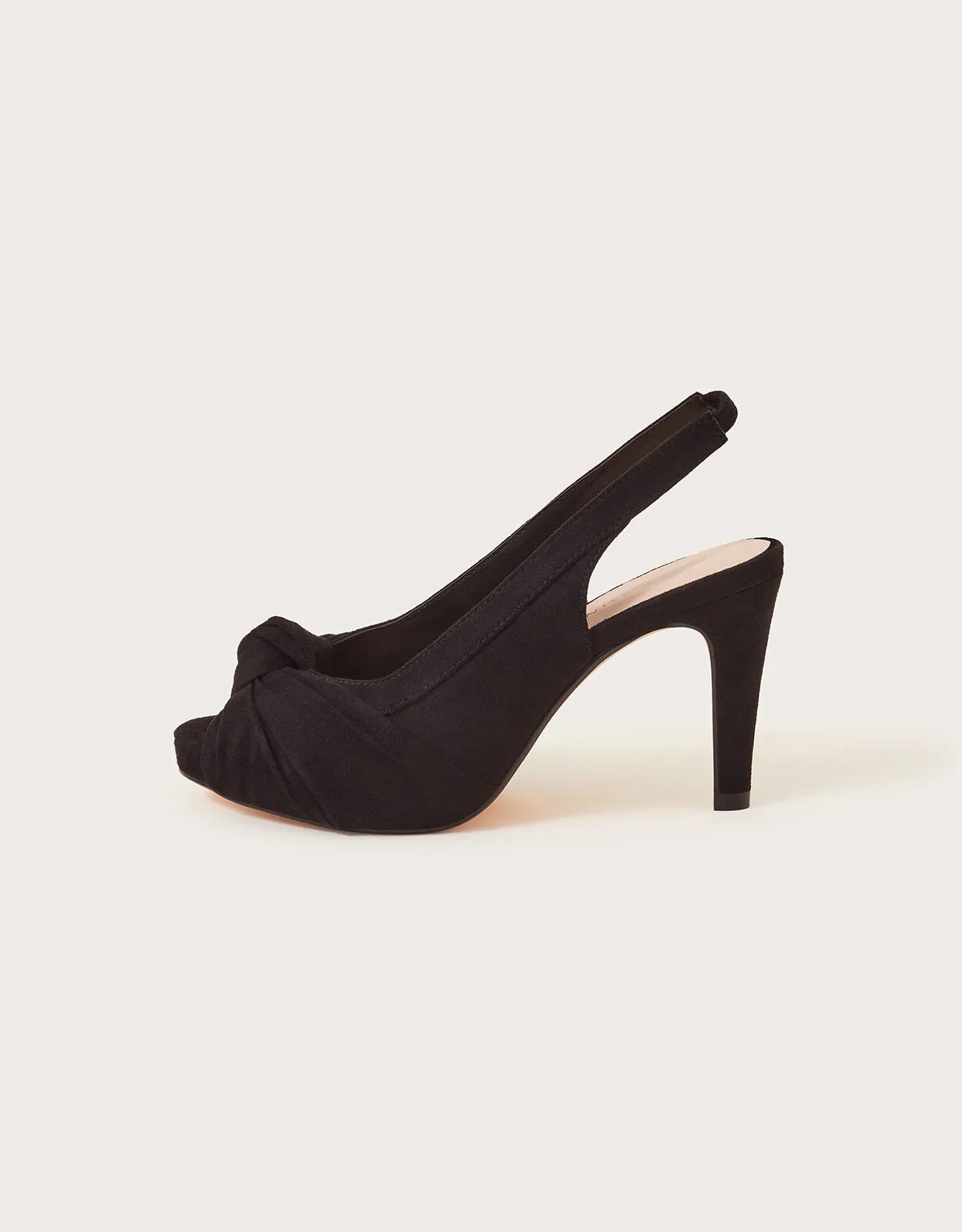 Suede Peep Toe Heels Black