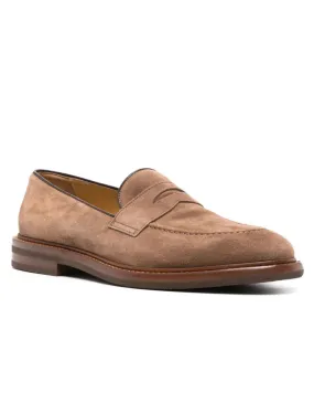 Suede Penny Loafer in Chestnut