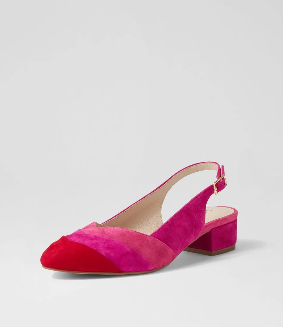 SUPERSOFT Ollie Fuchsia Multi Suede Heels