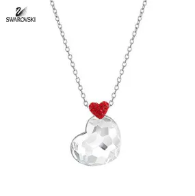 Swarovski Clear Crystal Heart Pendant LODGE Necklace Rhodium #5101215