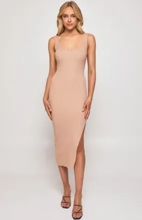 Sweetheart Neckline Ribbed Knit Midi Dress (SKN664)