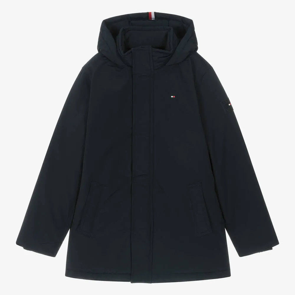 Teen Boys Navy Blue Hooded Coat