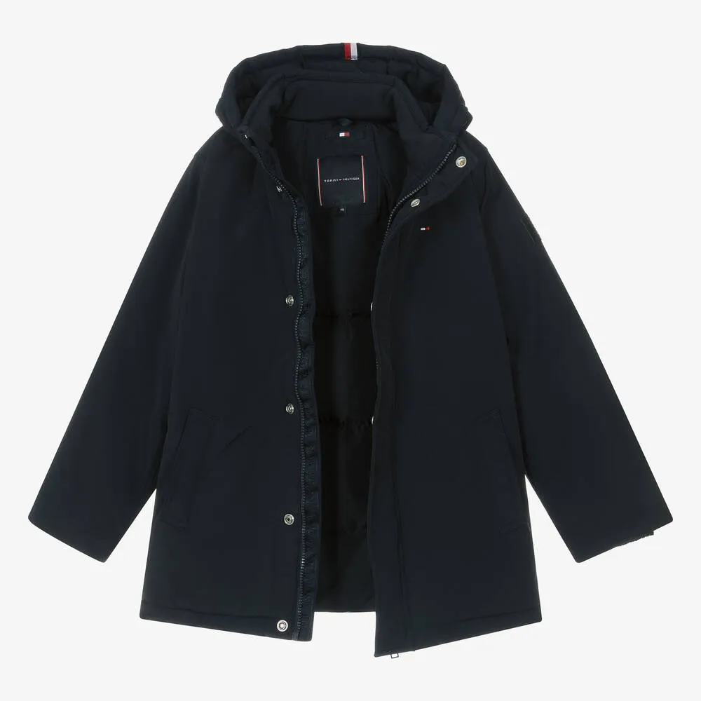 Teen Boys Navy Blue Hooded Coat