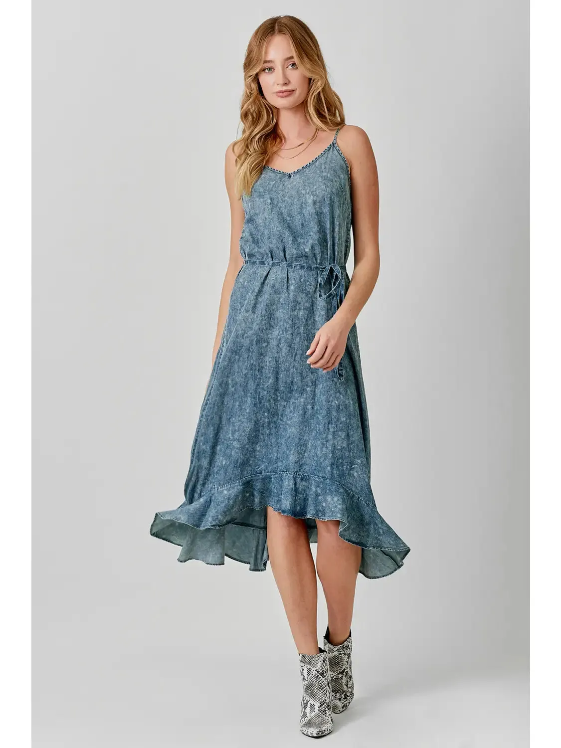 Tencel Ruffle Hem Dress