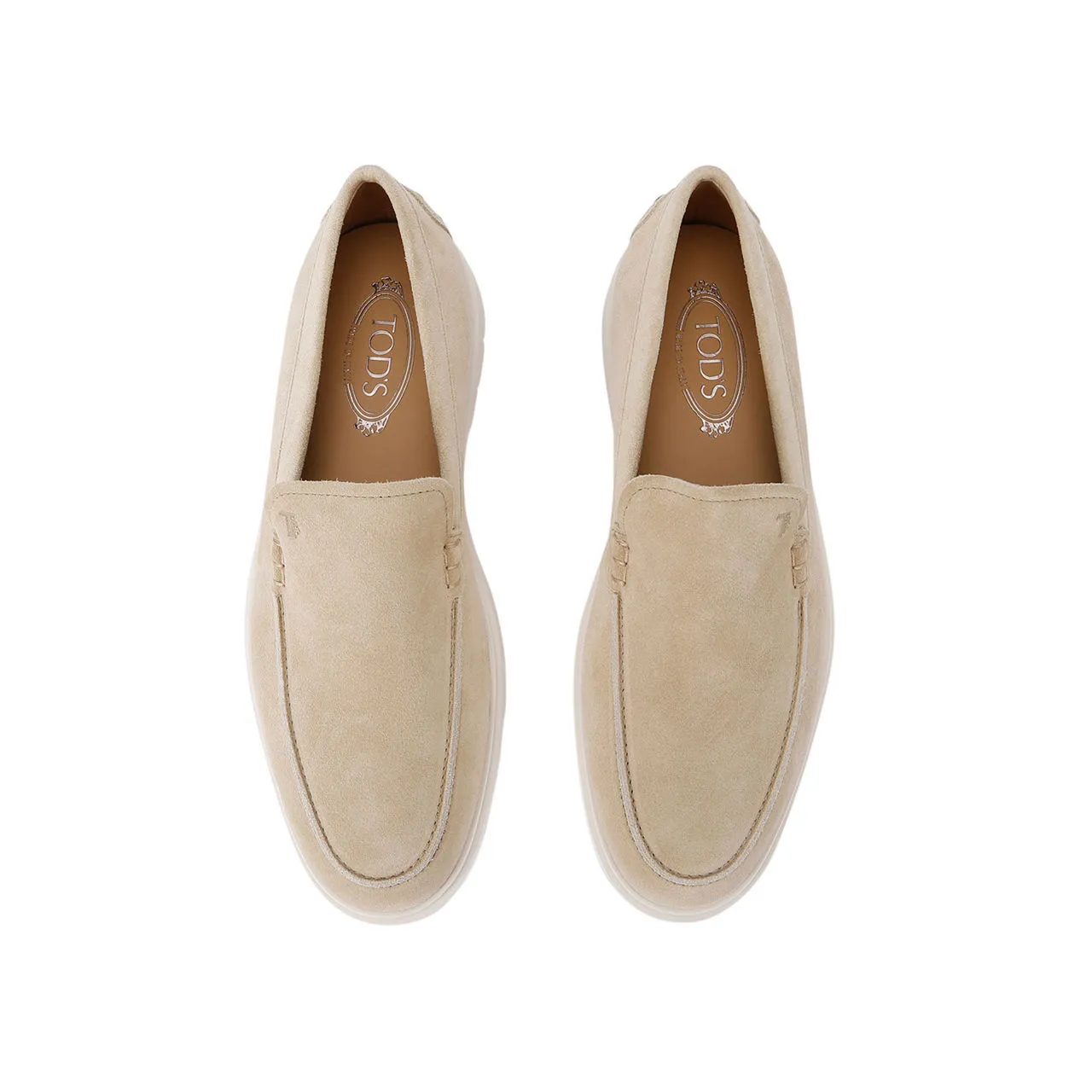 TODS Ibridro Suede Loafers - Cream