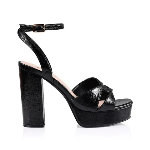 Verali INDIGO PLATFORM HEELS - BLACK CRINKLE