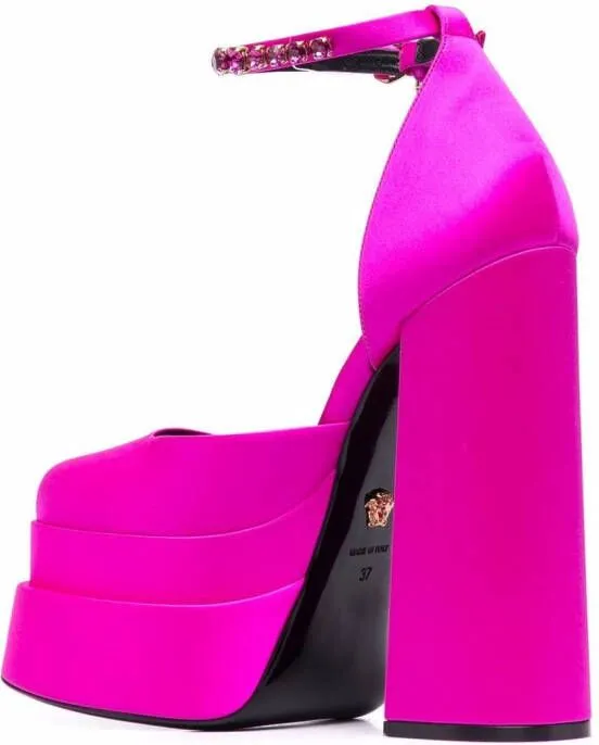 Versace Medusa Head charm platform sandals Pink