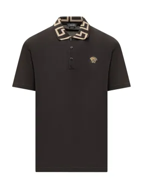 Versace with Greca Jacquard Polo Shirt