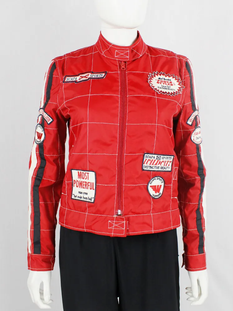 Walter Van Beirendonck for Scapa red ‘Formula 1’ jacket with black and white stripes