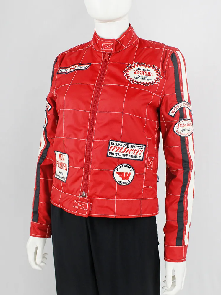 Walter Van Beirendonck for Scapa red ‘Formula 1’ jacket with black and white stripes