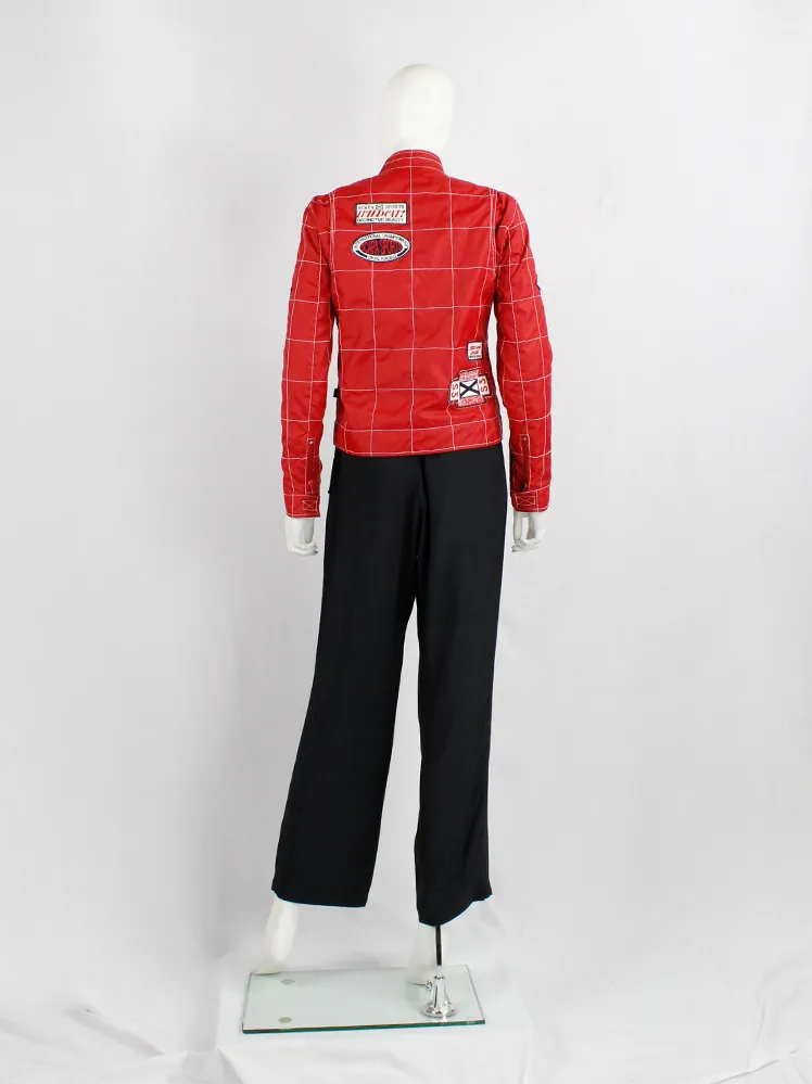 Walter Van Beirendonck for Scapa red ‘Formula 1’ jacket with black and white stripes