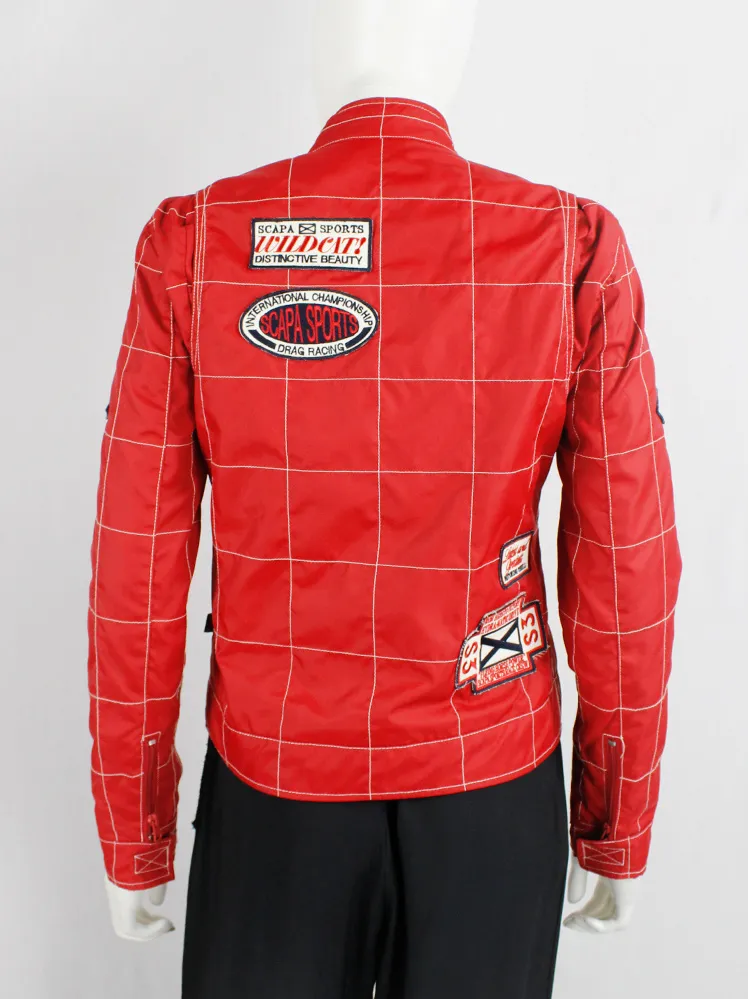 Walter Van Beirendonck for Scapa red ‘Formula 1’ jacket with black and white stripes