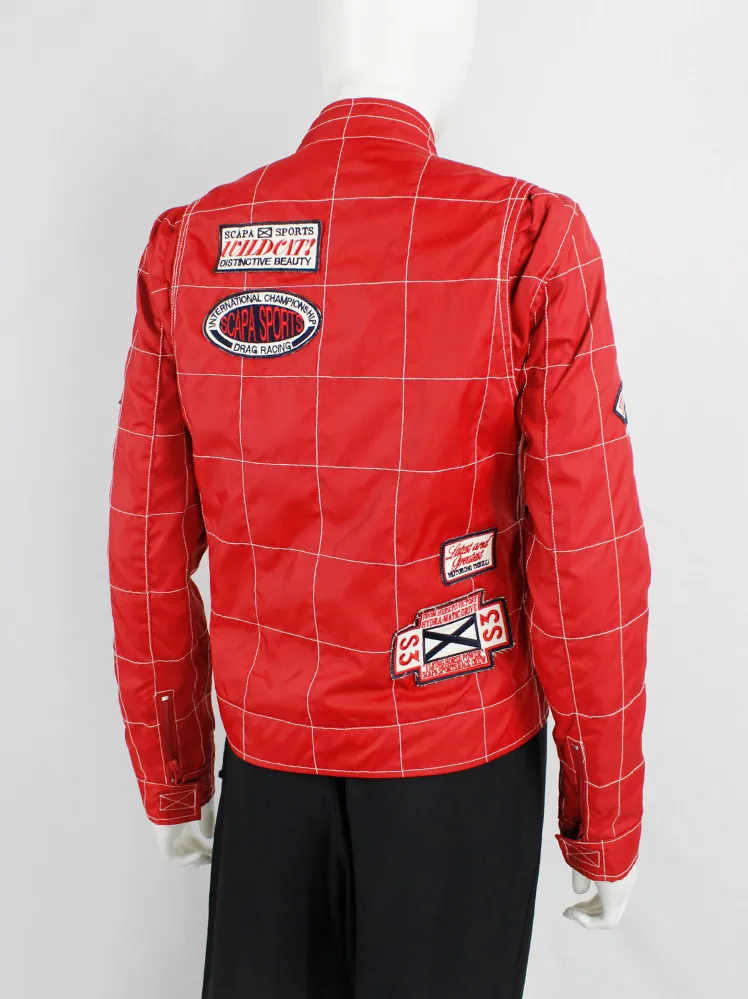 Walter Van Beirendonck for Scapa red ‘Formula 1’ jacket with black and white stripes