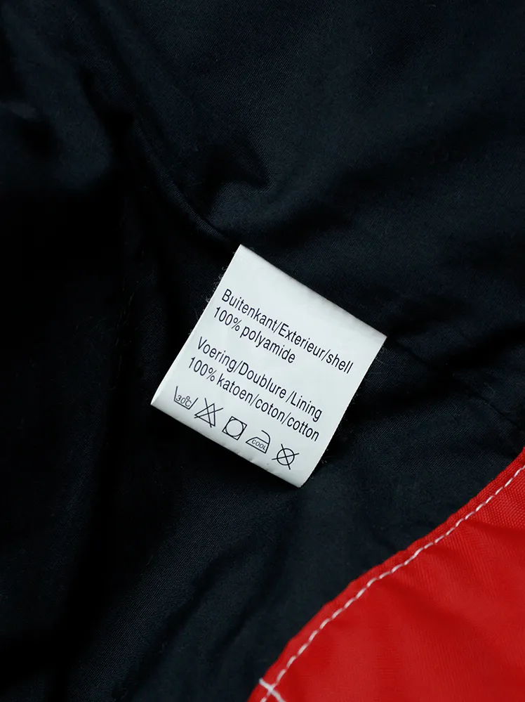 Walter Van Beirendonck for Scapa red ‘Formula 1’ jacket with black and white stripes