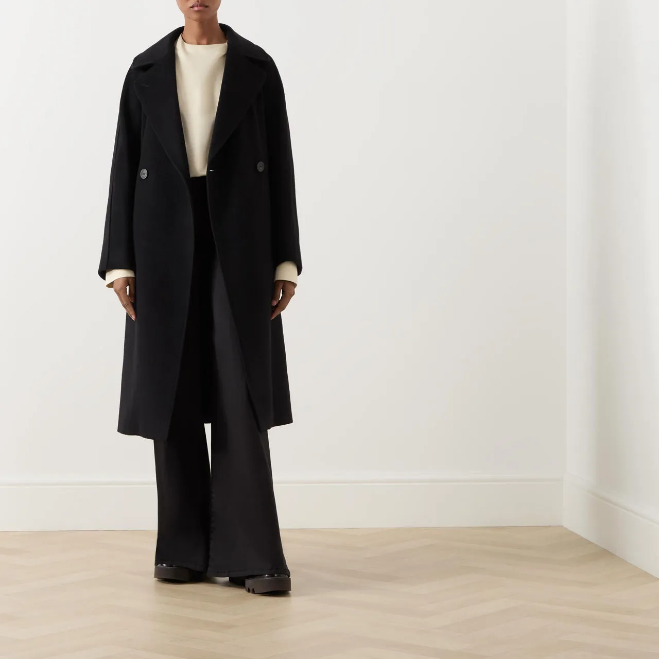 WEEKEND MAX MARA Resina Belted Wrap Coat - Black