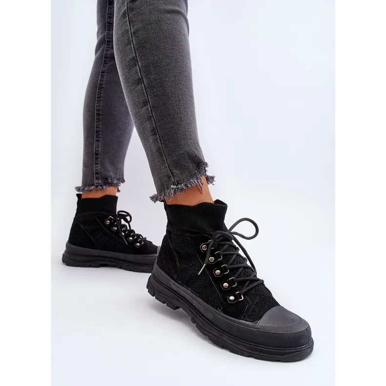 Women's Sneakers With Elastic Upper Black Kalyne