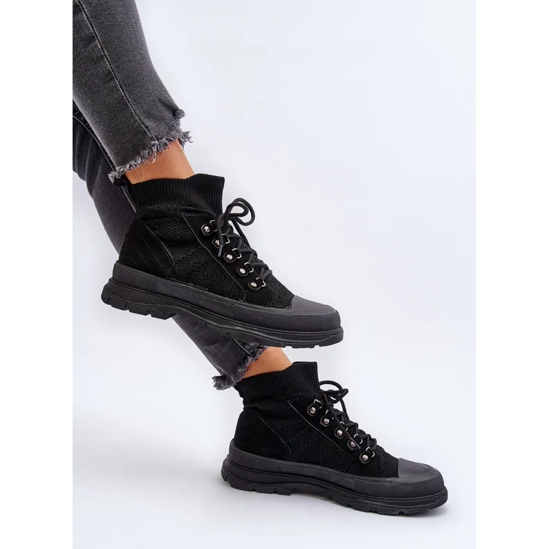 Women's Sneakers With Elastic Upper Black Kalyne